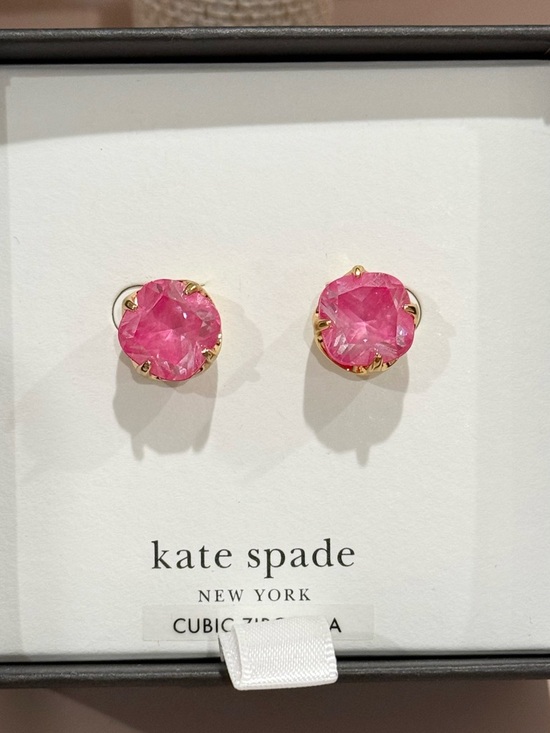 kate spade Jewelry - Kate Spade Pink Gold-Tone Color Cubic Zirconia Stud Earrings